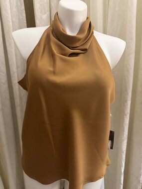 Worthington Camel Cowl Halter Top